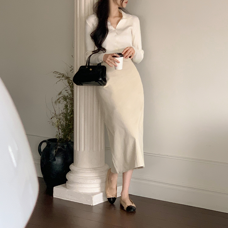 누아 실루엣 H라인 코튼 롱 스커트 sk6824 - 상세 이미지 3