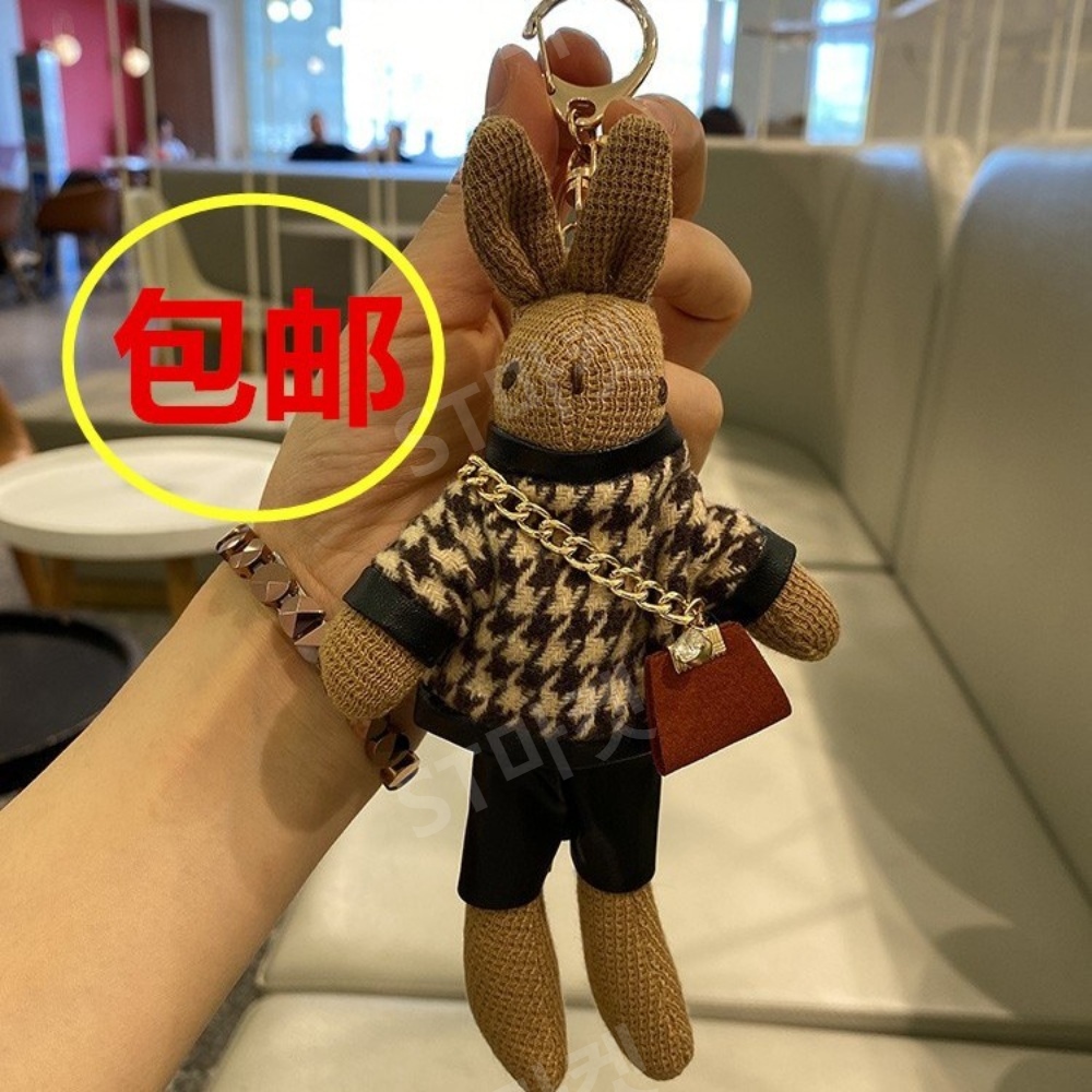 토끼 가방 장식 가방걸이 고급 키링 펜던트 귀여운 봉제 인형 여성 하이 엔드 열쇠 고리 - 상세 이미지 3