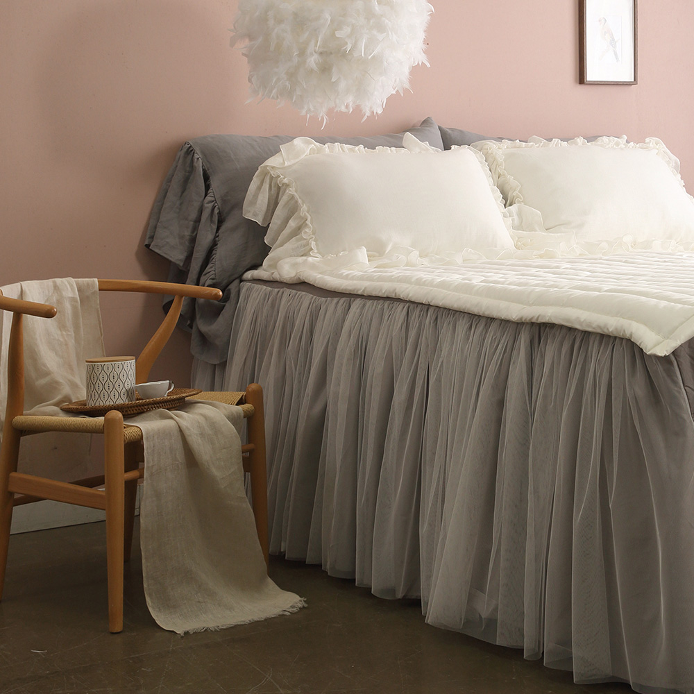 프릴 레이스 침대 커버 슈퍼 싱글 베드 스커트