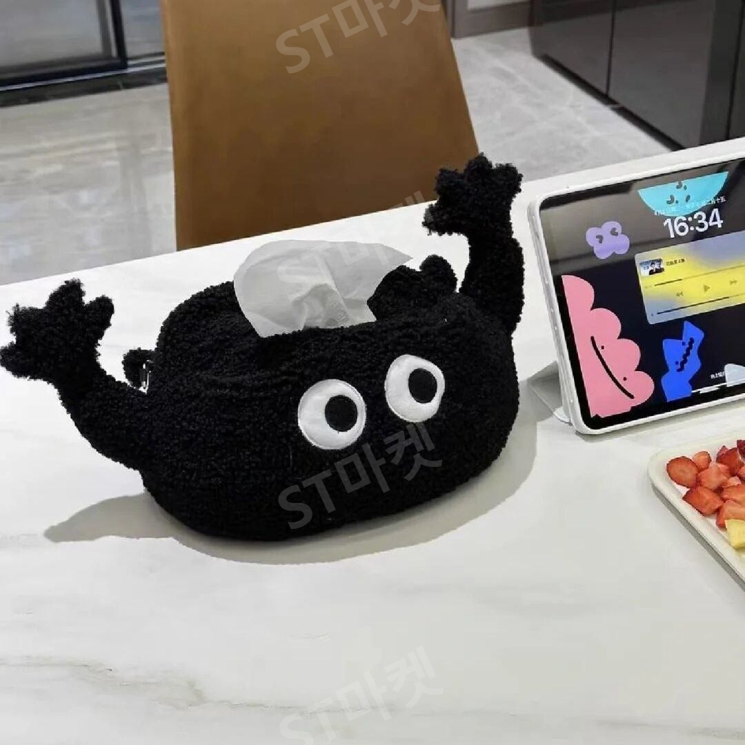 연탄 티슈 커버 화장지 케이스 블랙 손을 들어 유니크 휴지 상자 벽걸이 차량 시트걸이 가방 - 상세 이미지 3