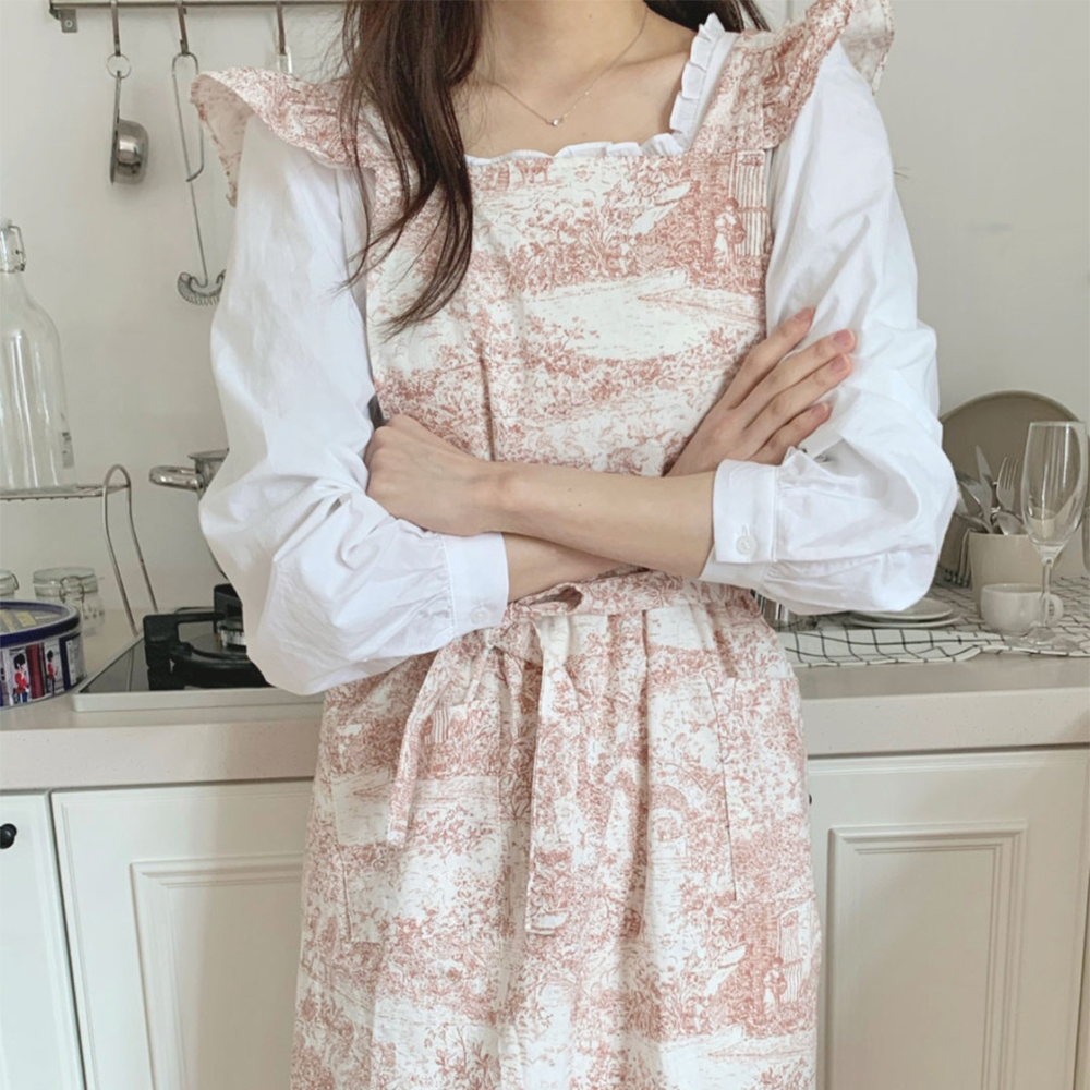 아미앙스 롱 프릴 뜨왈 에이프런 예쁜 앞치마 카페 공방 플로리스트 신혼 - 상세 이미지 5
