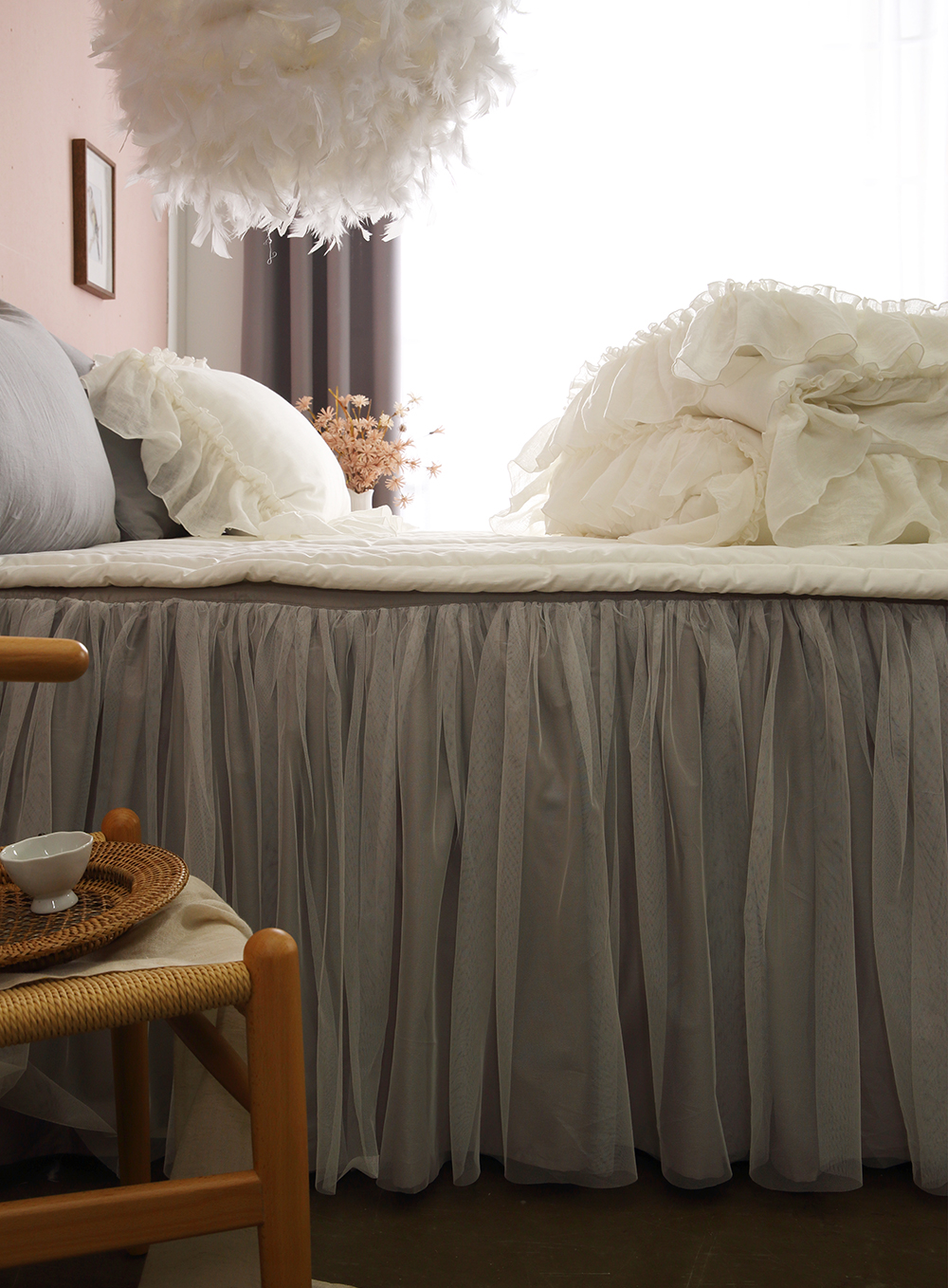 프릴 레이스 침대 커버 베드 스커트 미라지침대 이스턴킹