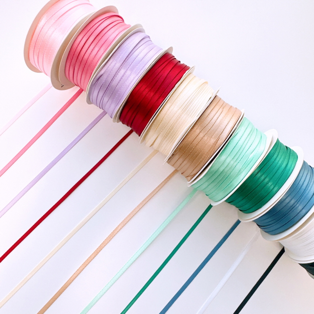 선물 포장 리본 끈 3mm 45m 1롤 청첩장 꽃 박스 얇은 공단 리본 이미지 2