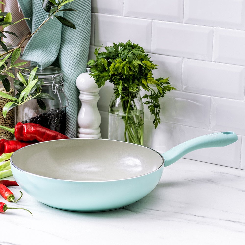 그린팬 샌드스톤 세라믹 논스틱 코팅 인덕션 건강 궁중팬 웍 28cm