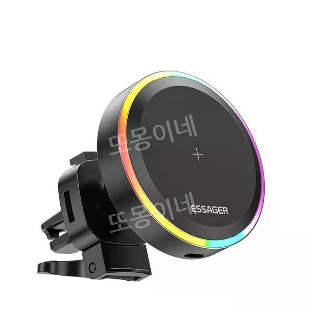 RGB 맥세이프 차량용 휴대폰 거치대 Qi 15W 고속 무선 충전기 범용 호환 멀티 - 상품 이미지