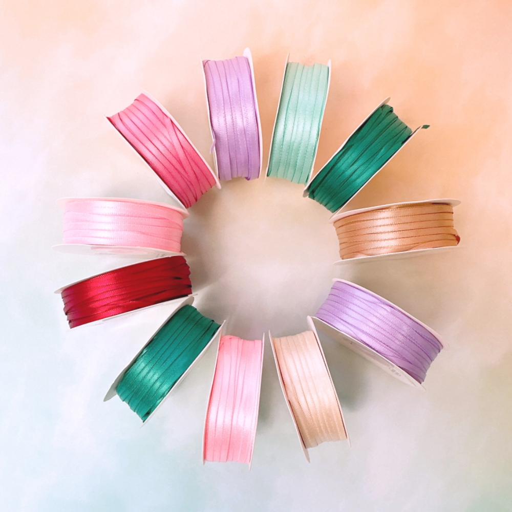 선물 포장 리본 끈 3mm 45m 1롤 청첩장 꽃 박스 얇은 공단 리본 이미지 4