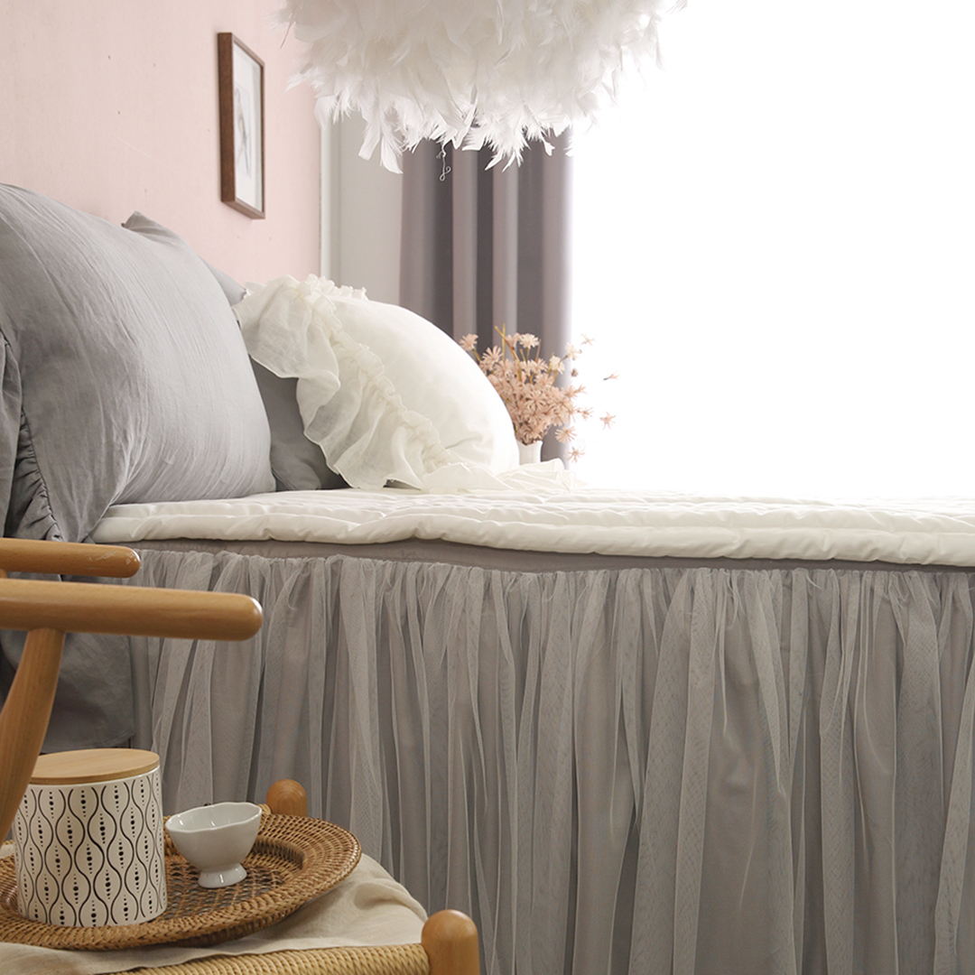 프릴 레이스 침대 커버 퀸 미라지침대 베드 스커트