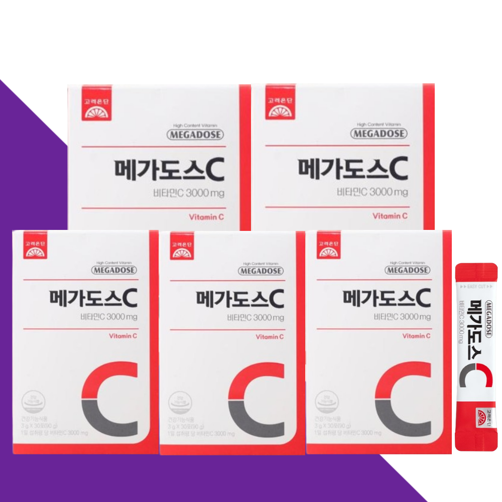 고려은단 메가도스C 비타민C 3000 비타민씨 가루 30포X5개 - 메인 이미지
