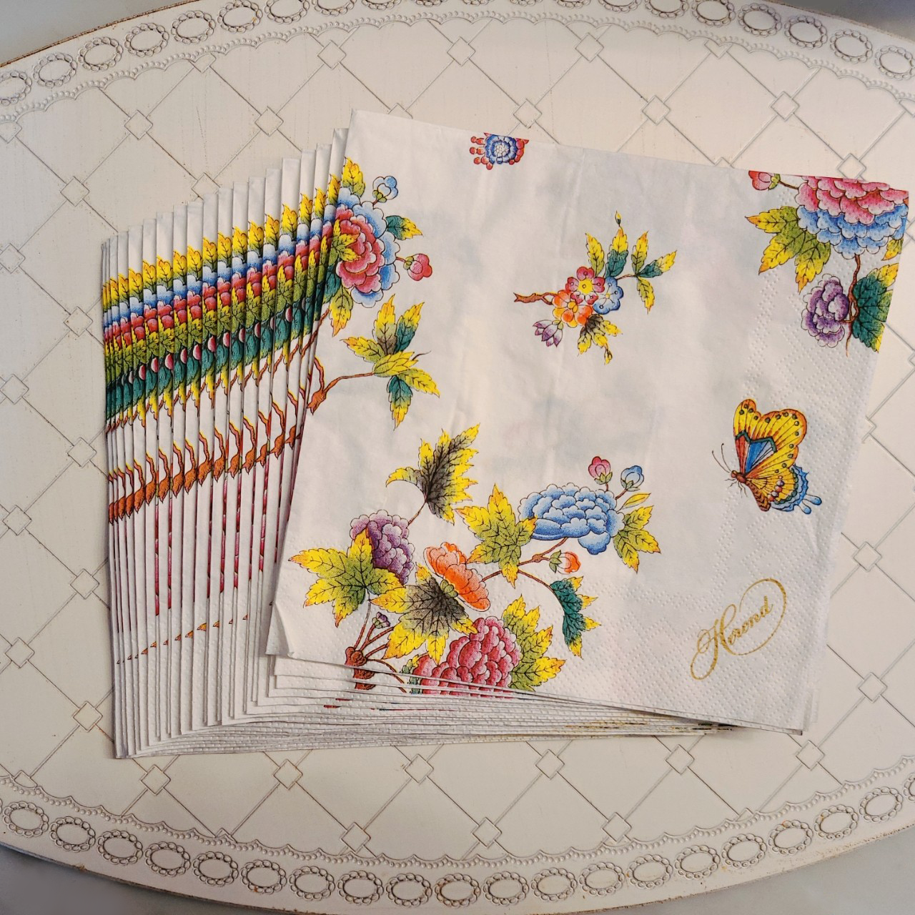 (퀸빅토리아) 명품 헝가리 헤렌드 냅킨 퀸빅토리아 1팩(20매) Herend Napkins - 상세 이미지 5