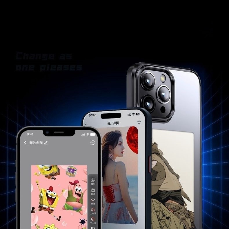 전자잉크 케이스 후면 디스플레이 이미지로 디자인 바꿀수 있는 신기한 아이폰 DIY 케이스 블랙 13 전자잉크케이스 - 상품 이미지
