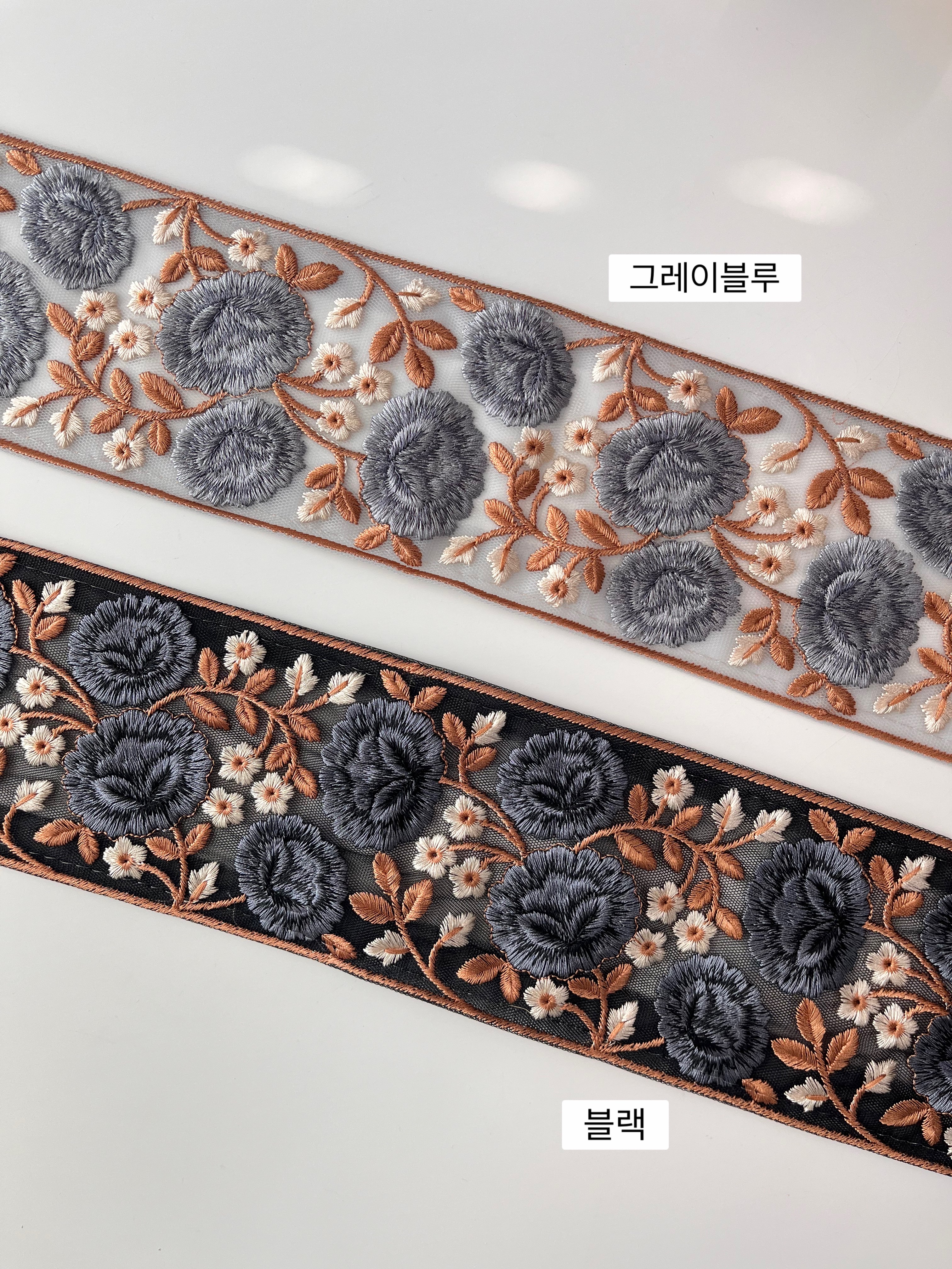 (롤단위)85mm 블레스 자수리본 레이스원단 리본공예 원단 R00000023 이미지 6