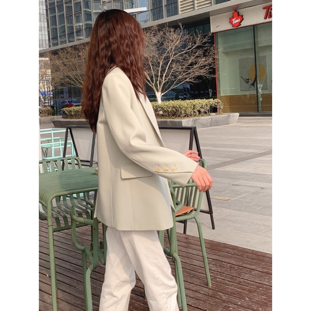 봄 가을 블레이저 자켓 정장 출근 비즈니스 학생 심플 데일리 가성비 예쁜 패션 민트 브라운 - 상세 이미지 4