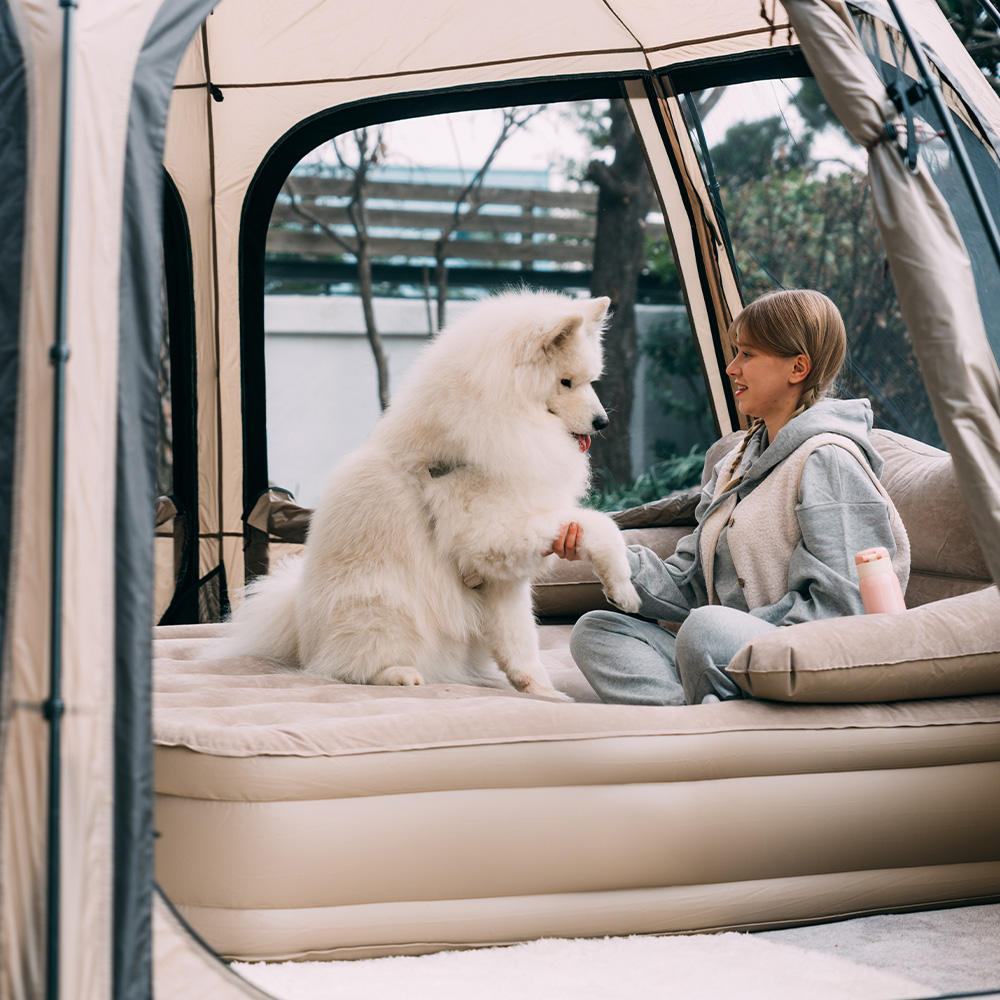 하웃도어 캠핑 에어 매트 침대 더블 자충 소파 베드 원터치 펌프 내장형 에어베개 포함