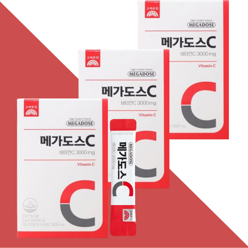 고려은단 메가도스C 비타민C 3000 비타민씨 가루 30포X3개 - 메인 이미지