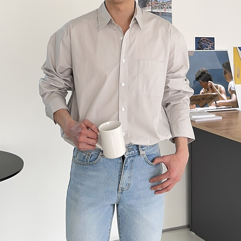 남자셔츠 남자와이셔츠 와이드카라 오버핏 남성남방 - 상세 이미지 5