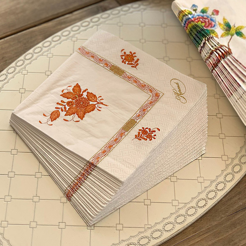 (아포니 오렌지) 명품 헝가리 헤렌드 냅킨 아포니 오렌지 1팩(20매) Herend Napkins - 상세 이미지 4