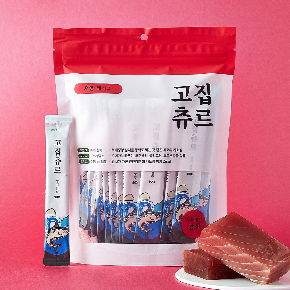 고집 츄르 30P 저염레시피 고양이 스틱 간식 북태평양 참치, 330g, 1개 - 메인 이미지