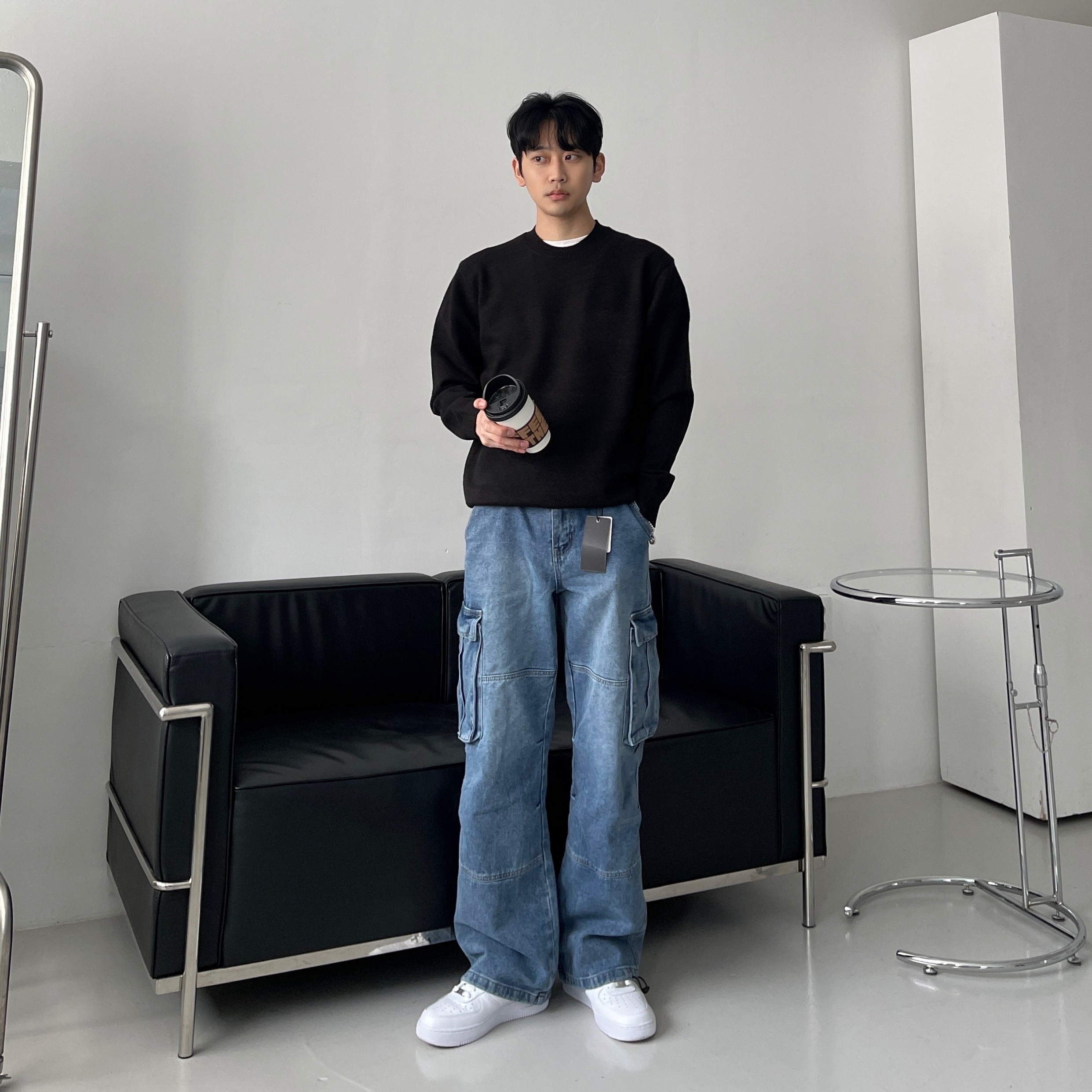 남자카고청바지 남자와이드청바지 통청바지 이미지 4