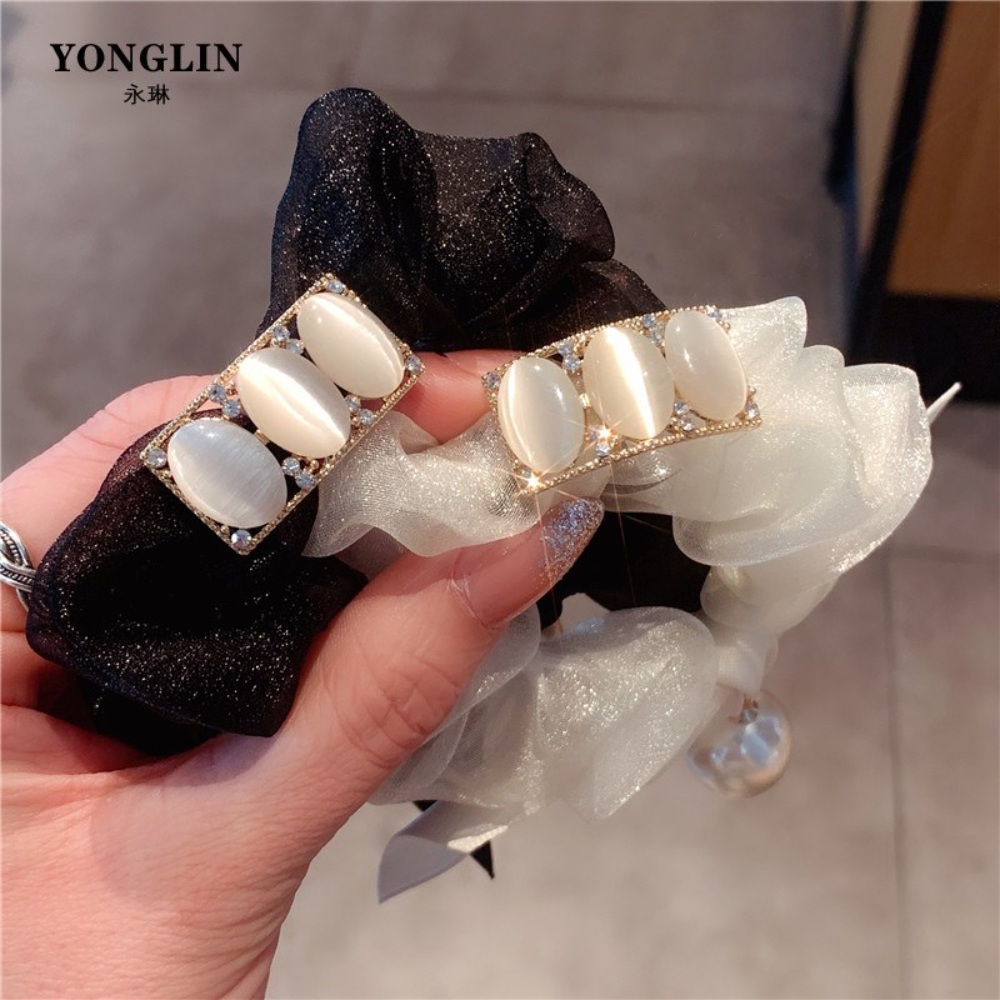 곱창 진주 머리끈 고급 여배우 패션 악세사리 코디 여성스러운 - 상세 이미지 2