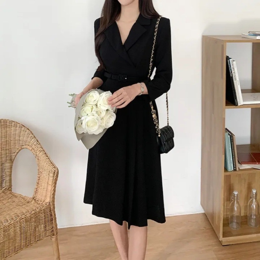 카라 벨티드 원피스 코디 여성 클래식 단정 돌잔치 상견례 소개팅 - 상세 이미지 3