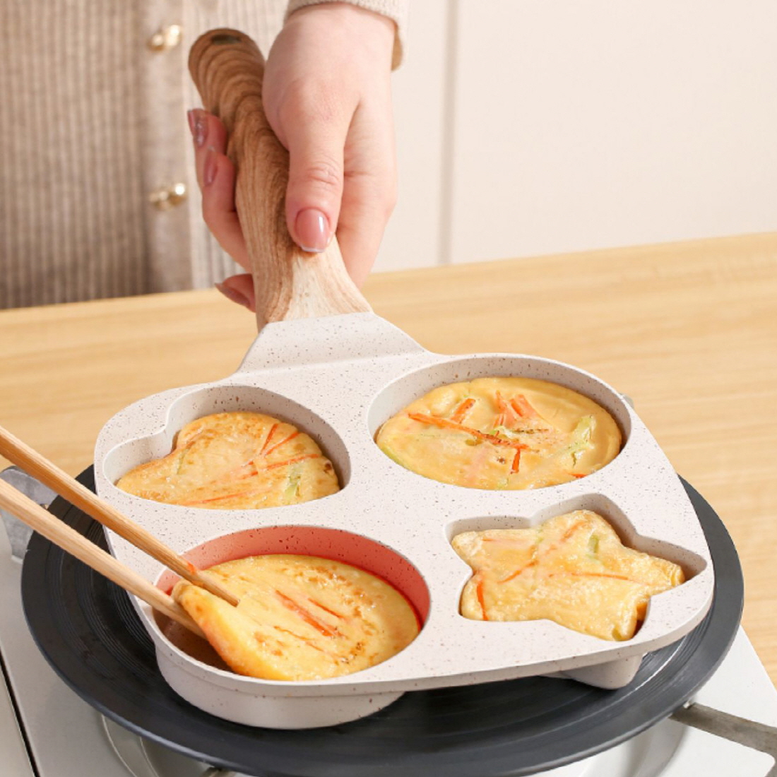 하트 별 에그팬 3구 4구 인덕션 프라이팬 브런치 팬케이크 계란후라이 멀티 후라이팬