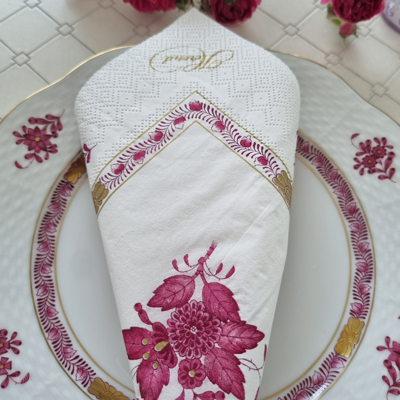 (아포니 핑크) 명품 헝가리 헤렌드 냅킨 아포니 핑크 1팩(20매) Herend Napkins - 상세 이미지 4