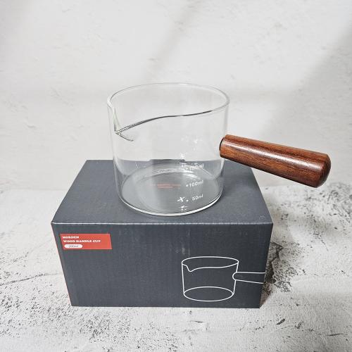 모던 우드핸들 내열유리잔 100ml 손잡이계량컵 - 메인 이미지