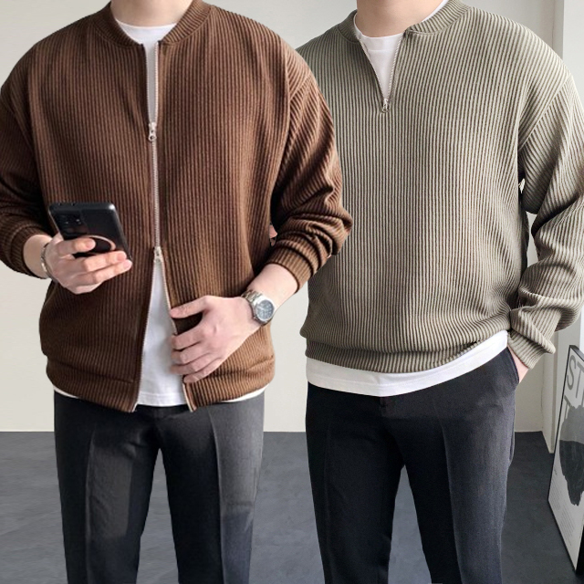 남자봄니트 남자반집업니트 하프집업 - 메인 이미지