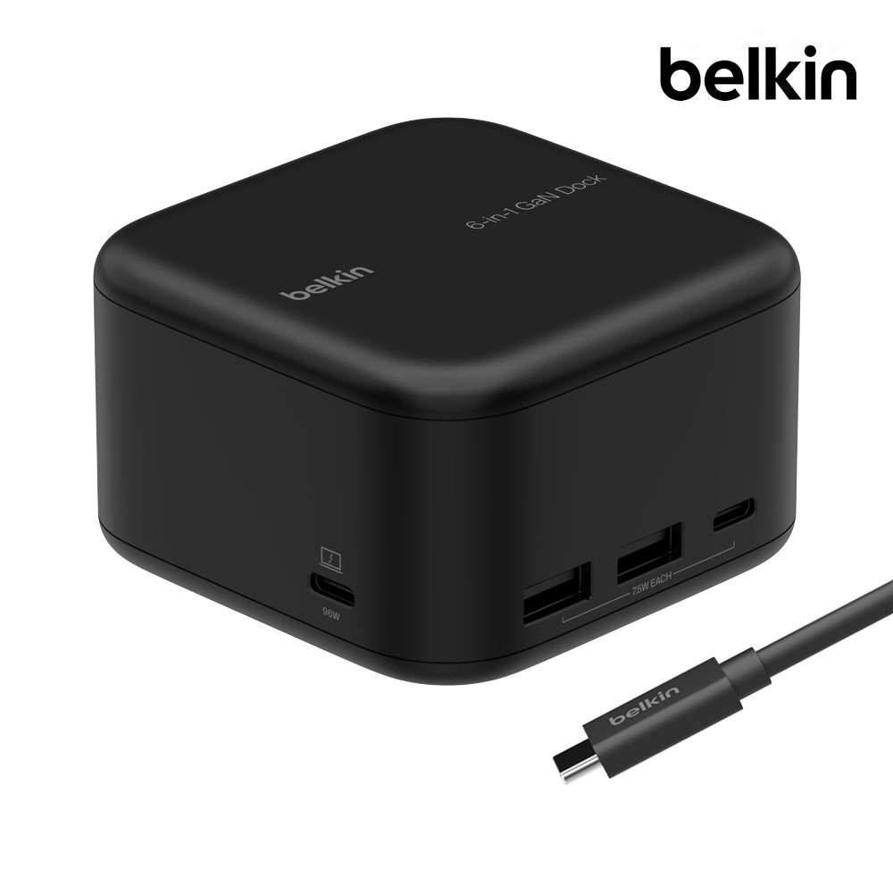 벨킨 6in1 코어 GaN 독 130W C타입 멀티허브 도킹스테이션 4K 기가비트 이더넷 INC018 맥북 에어 M5 갤럭시북6 프로 호환 제품 이미지