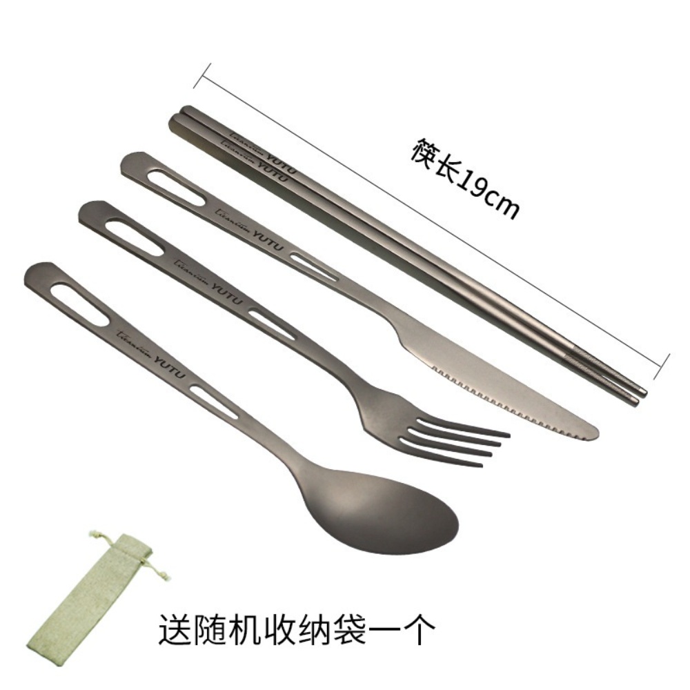 캠핑 티타늄 수저세트 스푼 등산 휴대용 야영 캠핑용 숟가락 야외 젓가락 - 상세 이미지 5