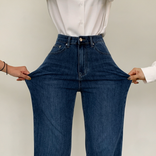 [S~2XL/3단기장] 라잇 하이웨스트 스판 히든밴딩 와이드 데님 팬츠 상세 이미지 24
