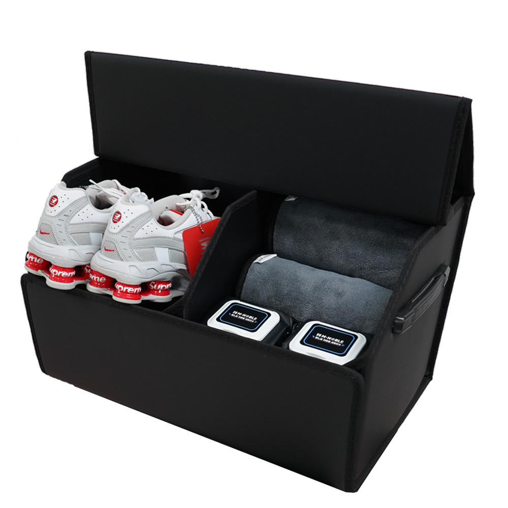 엠노블 가죽 블랙소형 트렁크 정리함 차량 트렁크정리 수납 박스 보관함 SUV 그랜저 투싼 호환