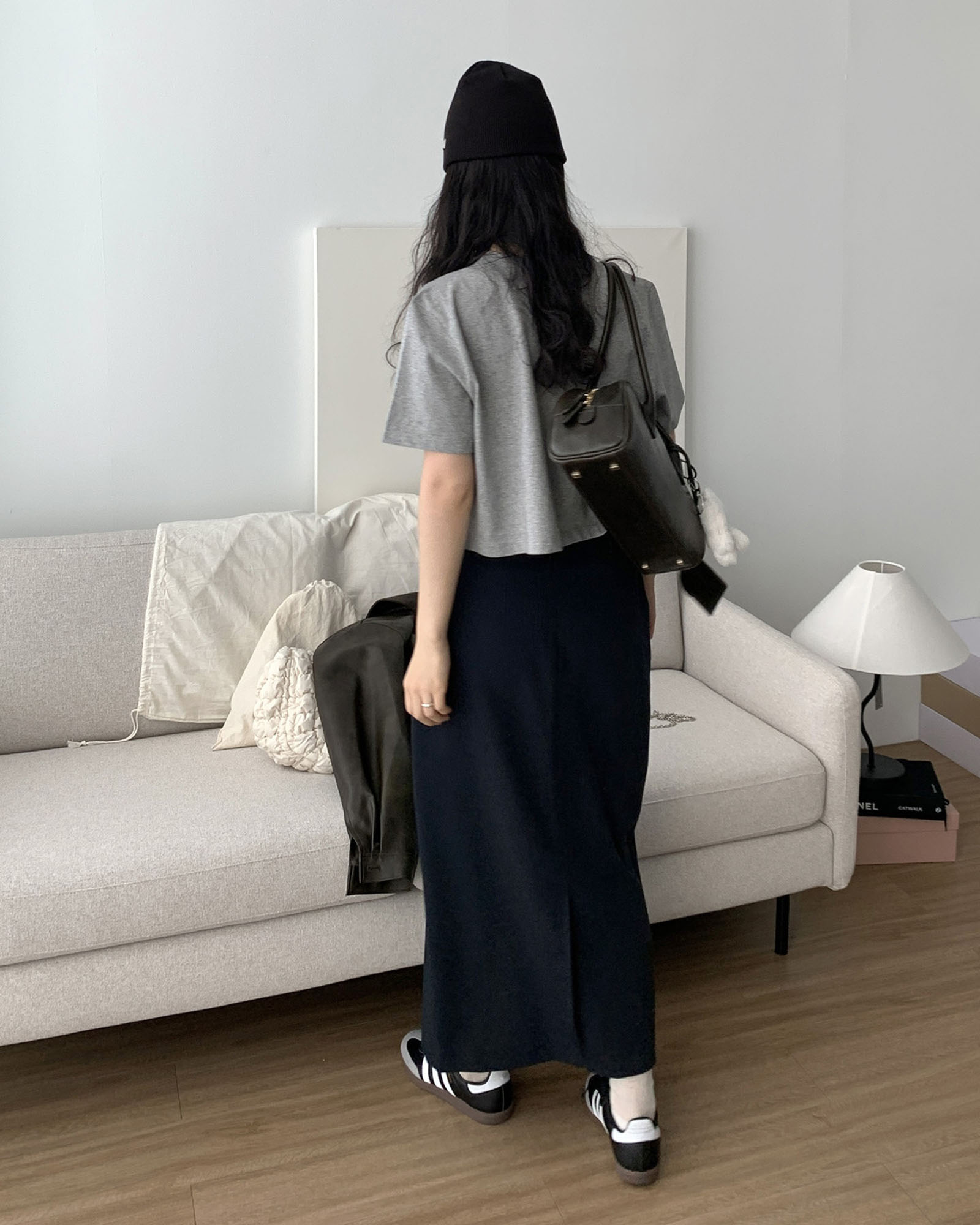 실켓 크롭 티 기본 이너 유넥 코튼 루즈핏 짧은 반팔 티셔츠 (3c) 이미지 4