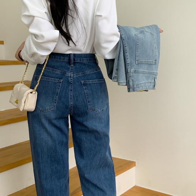 [S~2XL/3단기장] 라잇 하이웨스트 스판 히든밴딩 와이드 데님 팬츠 상세 이미지 28