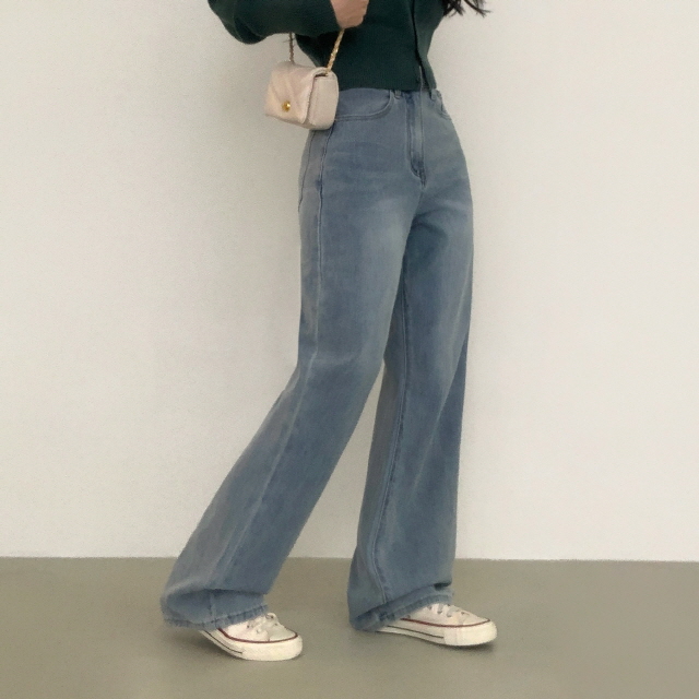 [S~2XL/3단기장] 라잇 하이웨스트 스판 히든밴딩 와이드 데님 팬츠 상세 이미지 11