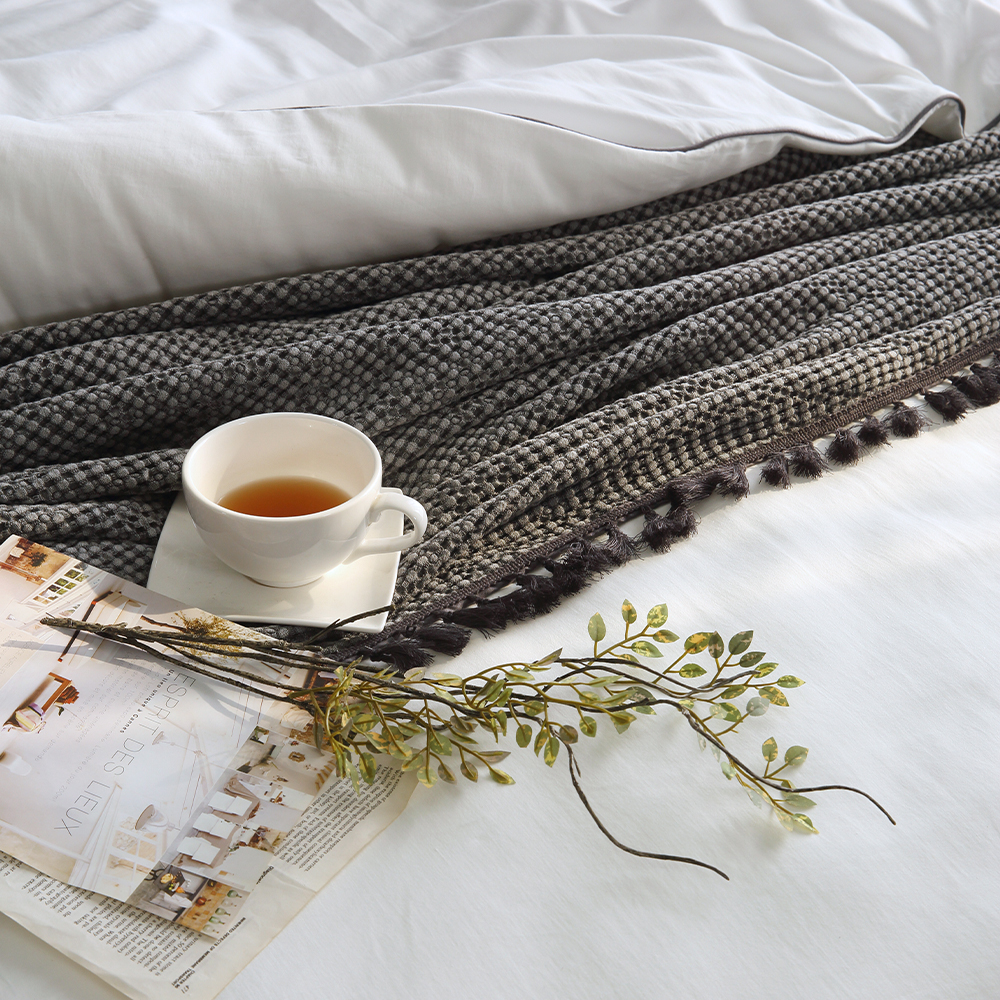 순면 누빔 사계절 이불 커버 세트 퀸 침구 화이트