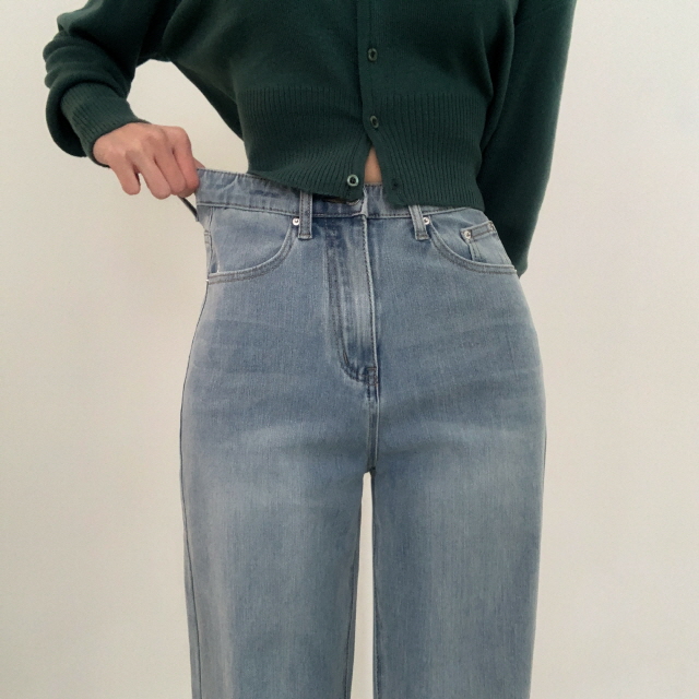 [S~2XL/3단기장] 라잇 하이웨스트 스판 히든밴딩 와이드 데님 팬츠 상세 이미지 6