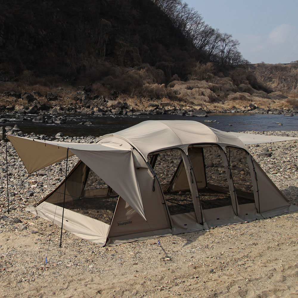 블루폴 리치필드 리빙쉘 텐트 터널형 쉘터 거실형 대형 장박 감성 캠핑텐트 사하라샌드