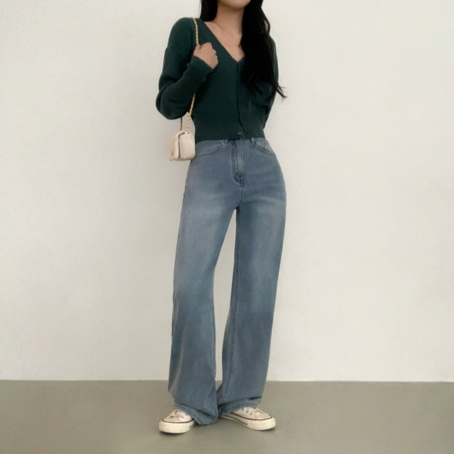 [S~2XL/3단기장] 라잇 하이웨스트 스판 히든밴딩 와이드 데님 팬츠 상세 이미지 10