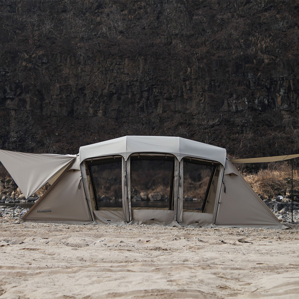 블루폴 리치필드 리빙쉘 텐트 터널형 쉘터 거실형 대형 장박 감성 캠핑텐트 사하라샌드