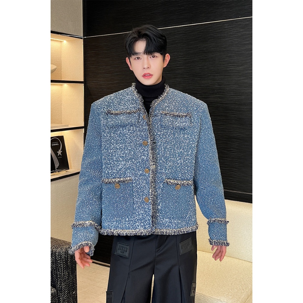 블루 트위드자켓 화려한 고급 유니크 데님 질감 힙한 연예인 패션 코디 하객룩 이미지 6