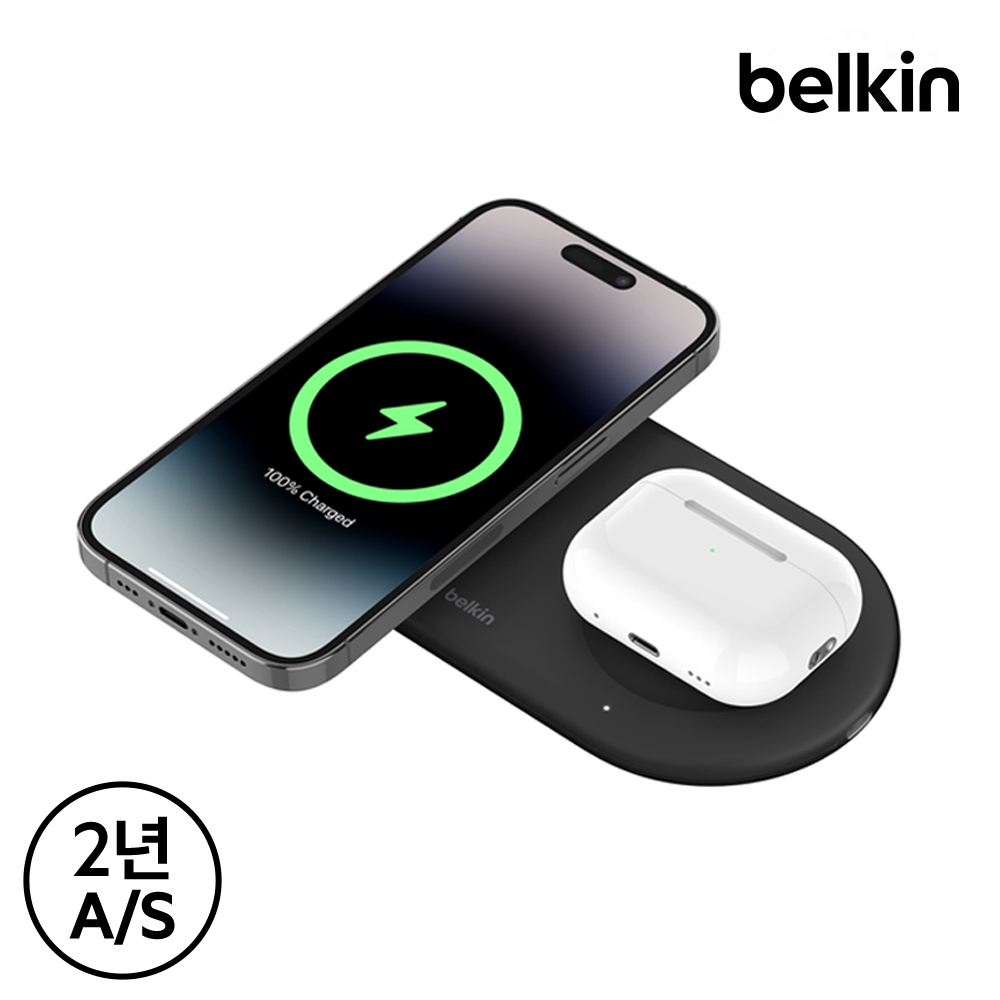 벨킨 Qi2 15W 2in1 마그네틱 무선 충전 패드 WIZ021qc 갤럭시 S25 아이폰17 16 15 14 13 12 호환 - 상세 이미지 2