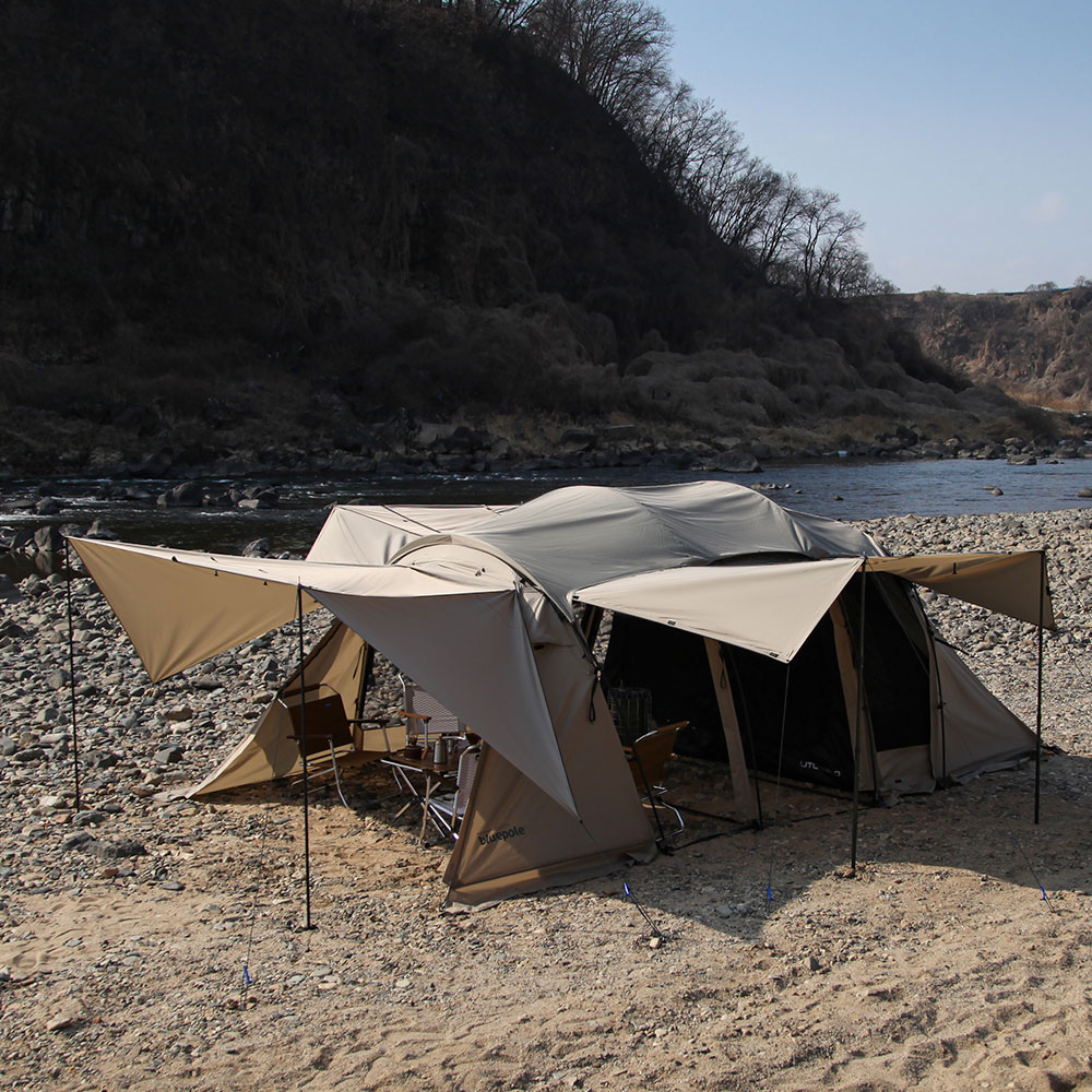 블루폴 리치필드 리빙쉘 텐트 터널형 쉘터 거실형 대형 장박 감성 캠핑텐트 사하라샌드