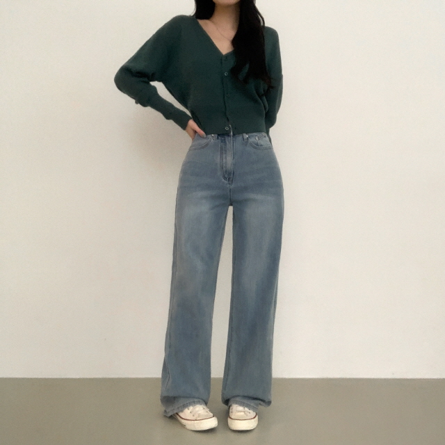 [S~2XL/3단기장] 라잇 하이웨스트 스판 히든밴딩 와이드 데님 팬츠 상세 이미지 8