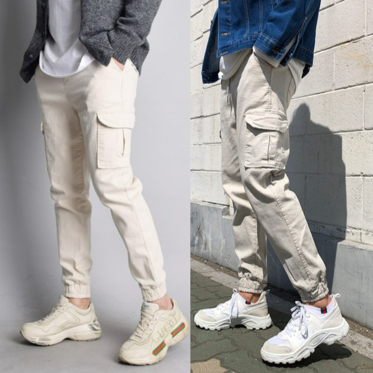 남자 스프링 봄 가을 워싱 스판 카고 조거 팬츠