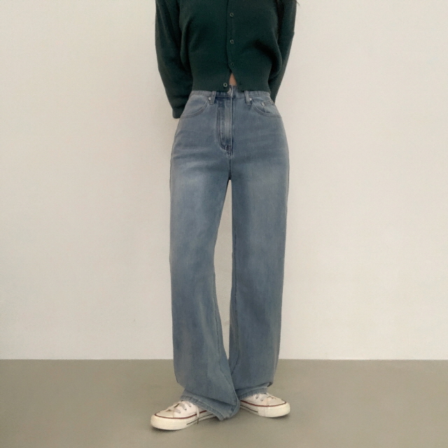 [S~2XL/3단기장] 라잇 하이웨스트 스판 히든밴딩 와이드 데님 팬츠 상세 이미지 7