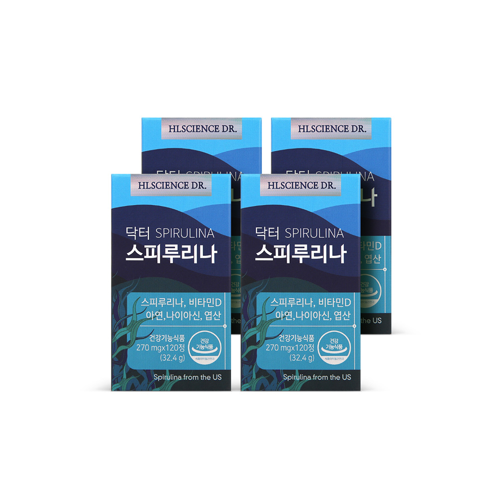 하와이안 닥터 스피루리나 270mg 120정, 4개 - 메인 이미지