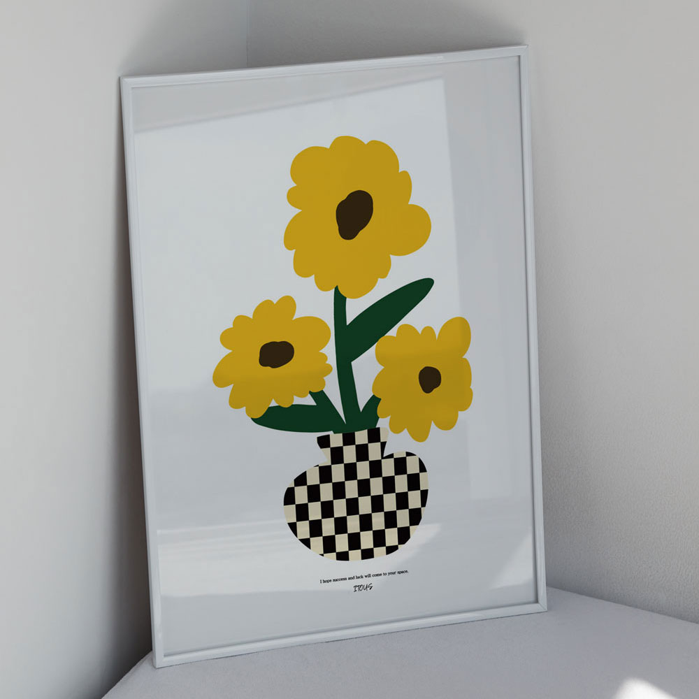 해바라기 그림 액자 거실 풍수 인테리어 포스터 행운바라기 A3 (297x420mm) - 상세 이미지 5
