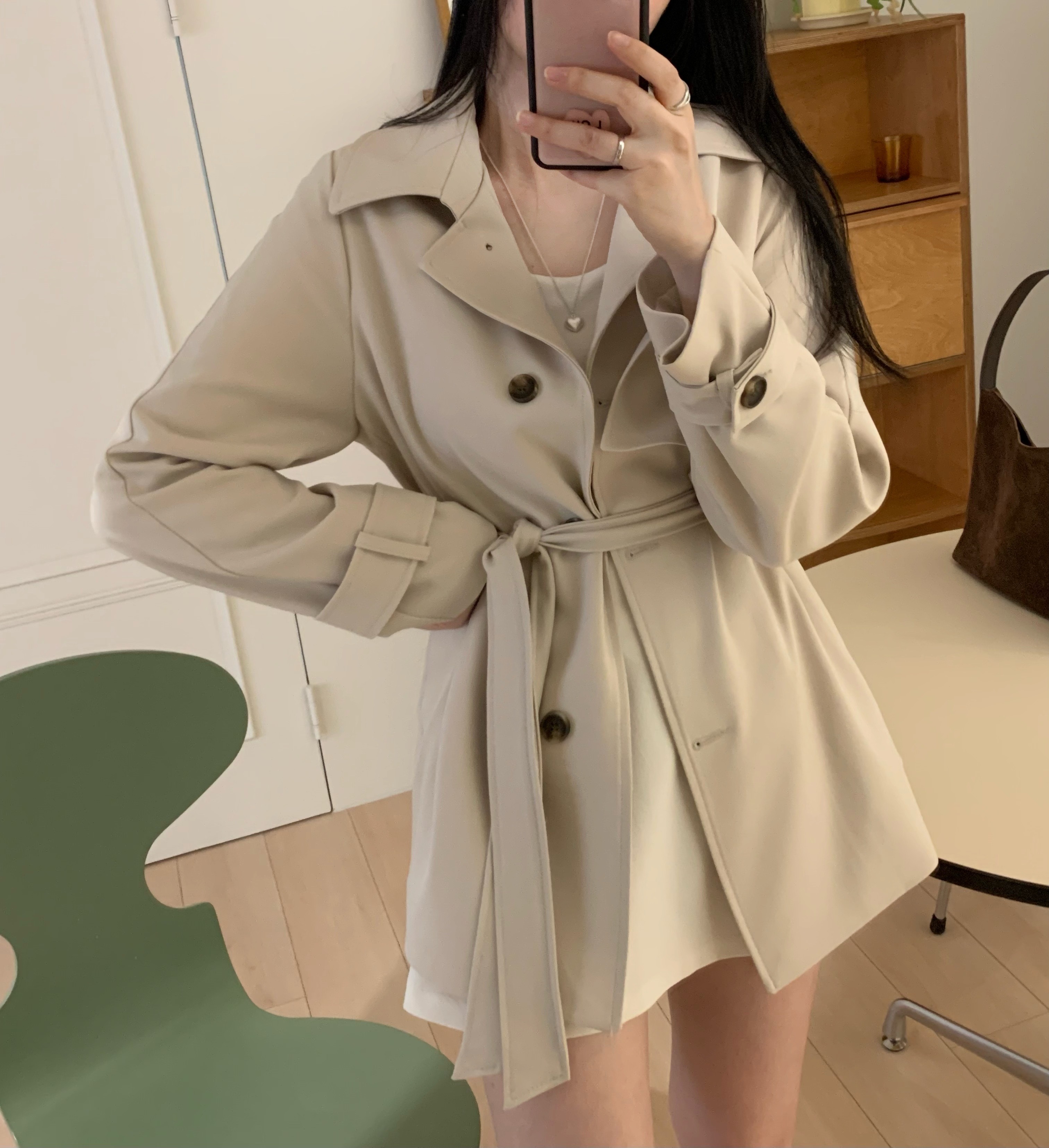 노드 하프 트렌치코트 허리끈 자켓 상세 이미지 6
