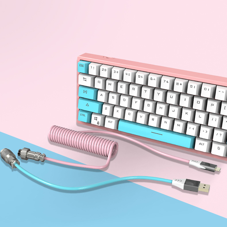키보드 항공케이블 화이트/블루/핑크 DIY 제작 키보드선 코일 C타입 케이블 - 상세 이미지 3